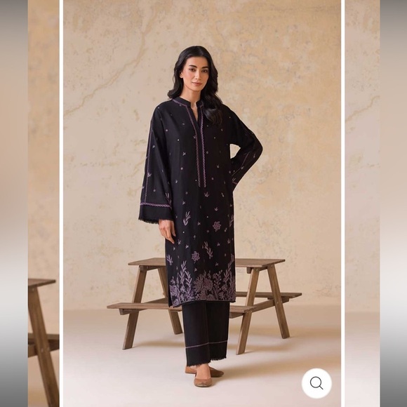 Dresses & Skirts - Designer Sobia Nazir Elegant Black Embroidered Women's Winter Dress
